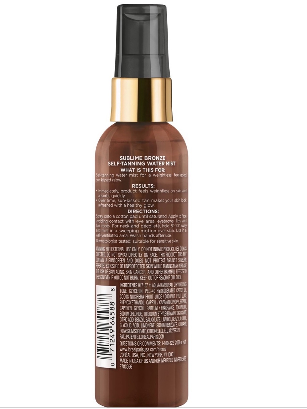 L'Oréal Sublime Bronze Self Tanning Water Mist Spray - Face 3 Oz Bundle of 3 New - Picture 3 of 5